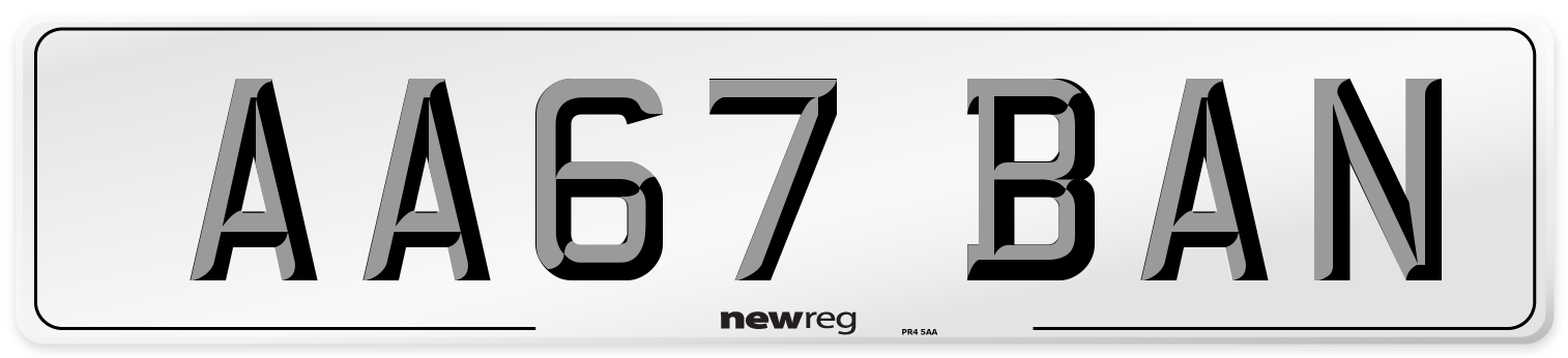 AA67 BAN Number Plate from New Reg